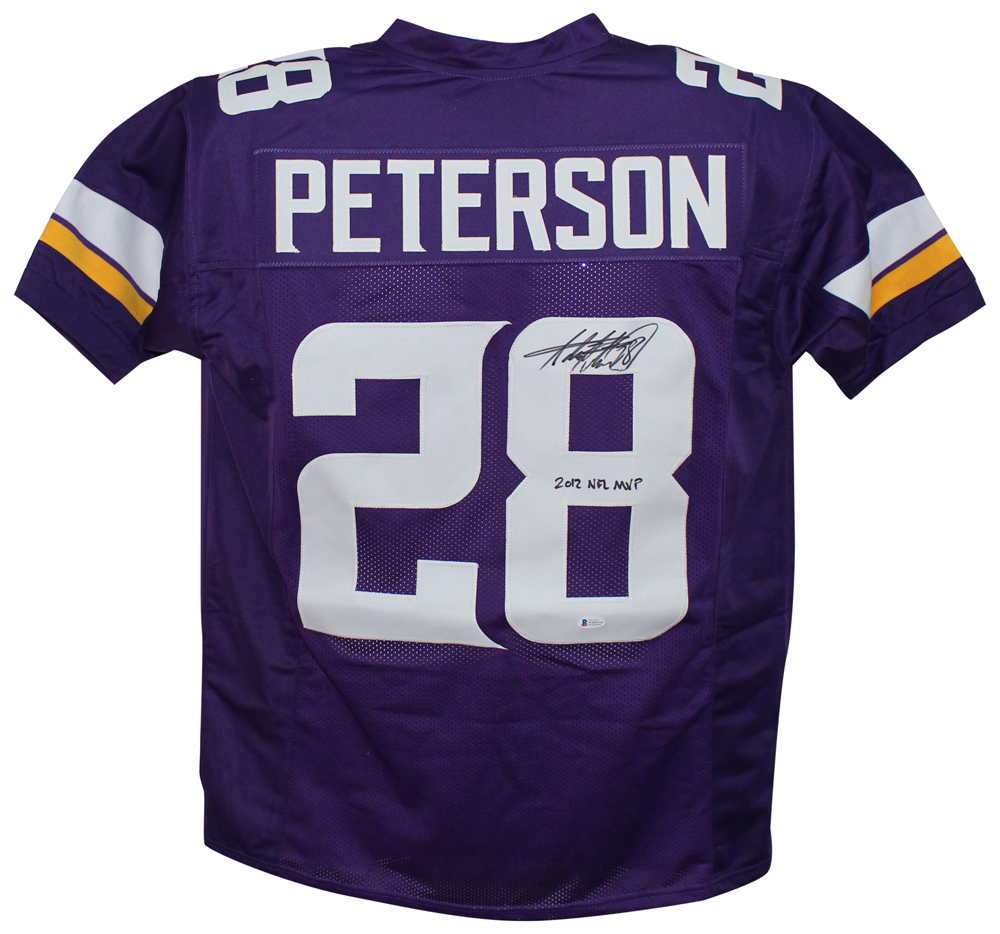 Adrian Peterson Autographed/Signed Pro Style Purple XL Jersey MVP BAS