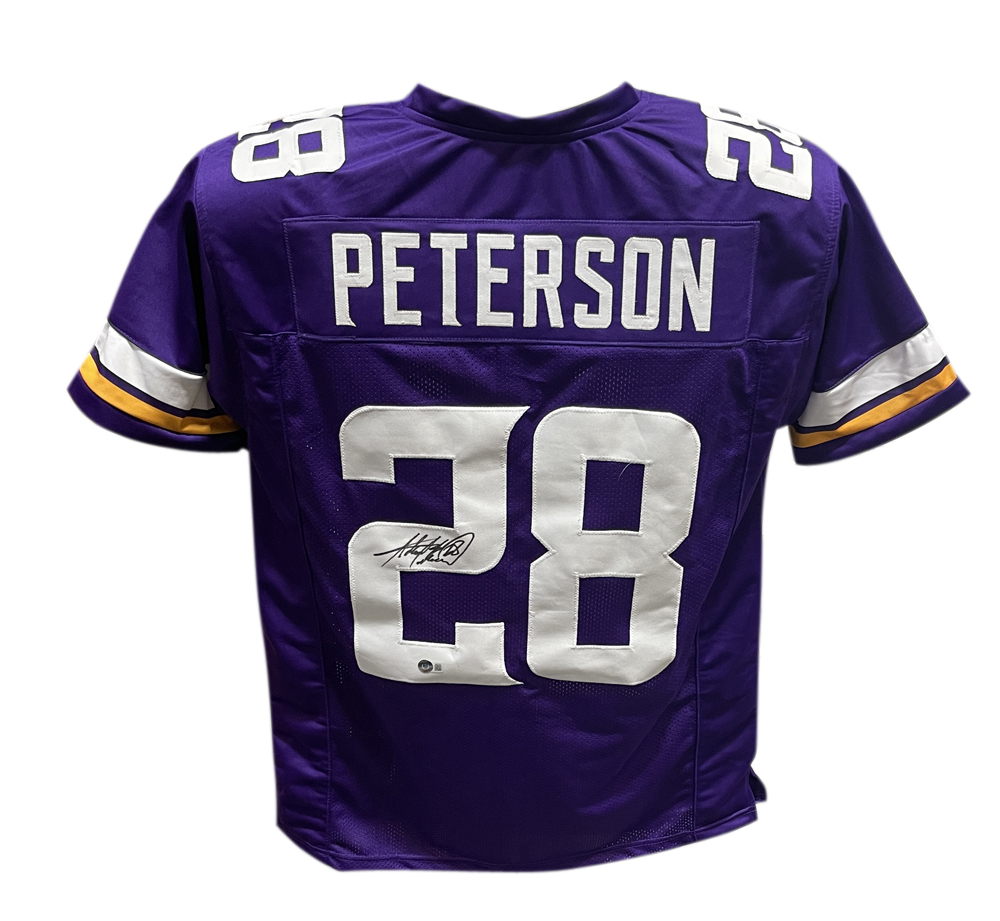 Adrian Peterson Autographed/Signed Pro Style Jersey Purple Beckett