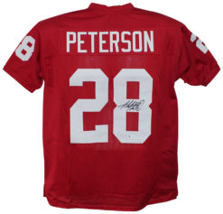 Adrian Peterson Autographed/Signed College Style Red XL Jersey BAS