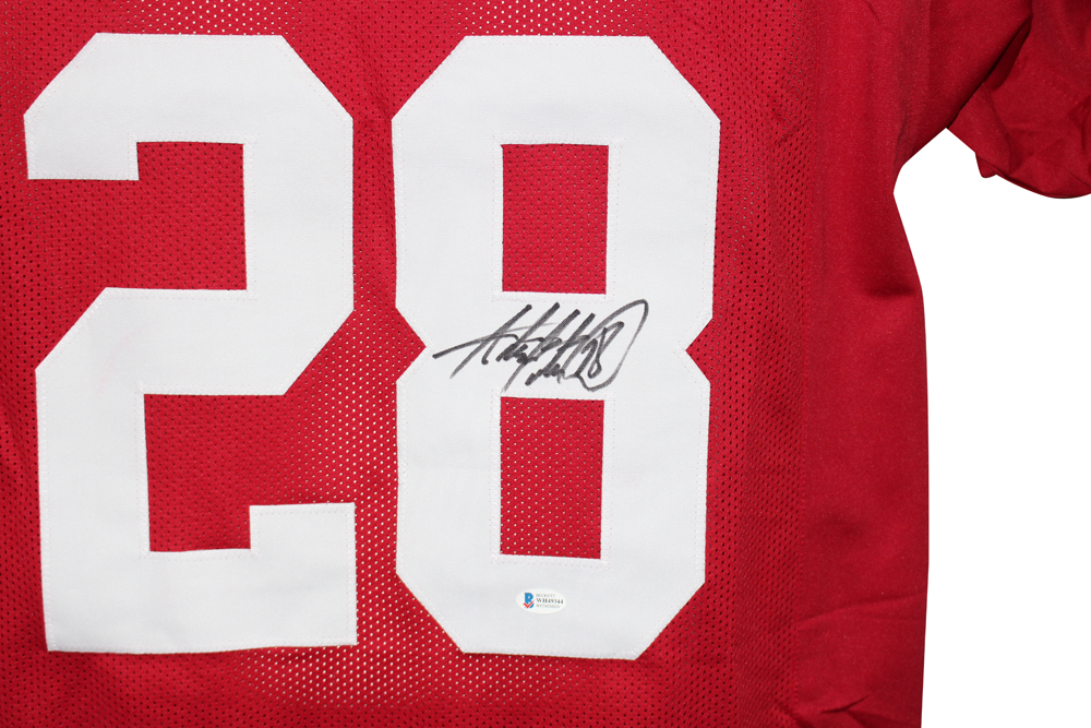 Adrian Peterson Autographed/Signed College Style Red XL Jersey BAS