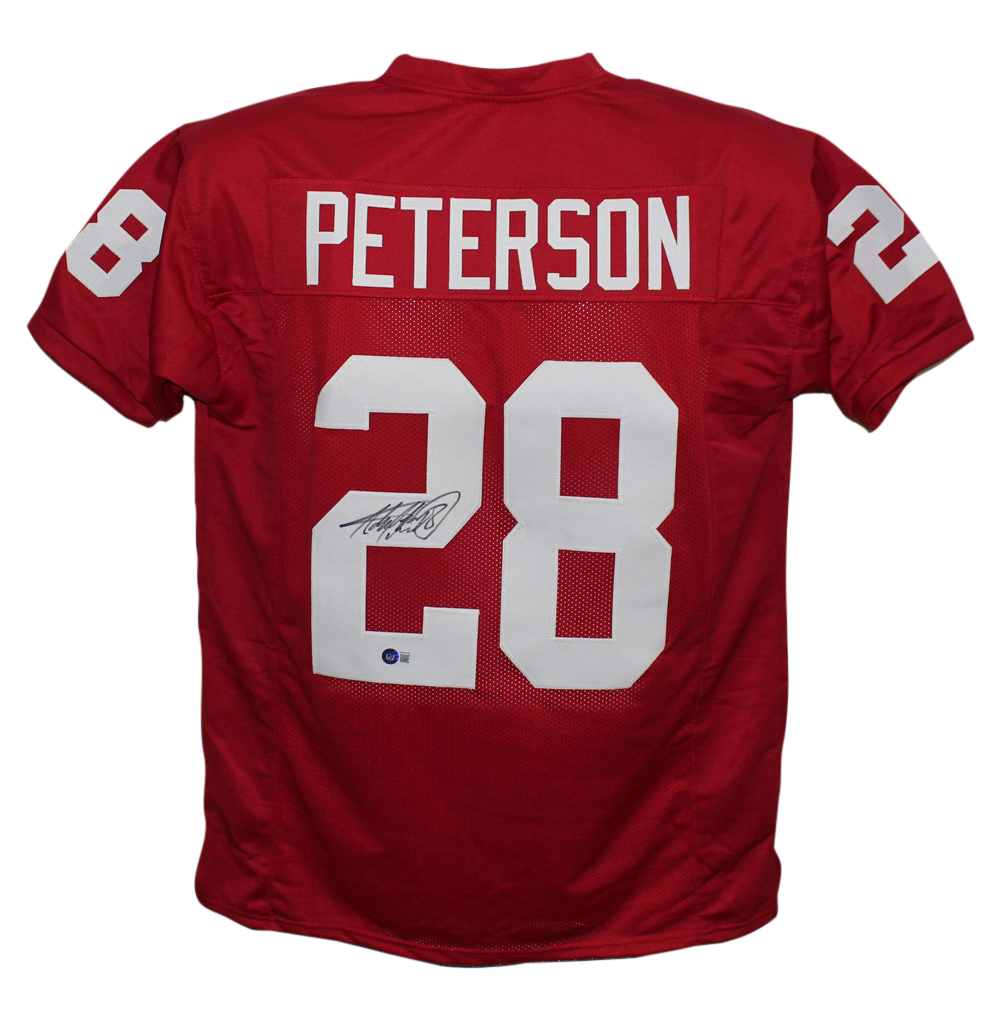 Adrian Peterson Autographed College Style Red XL Jersey Beckett BAS