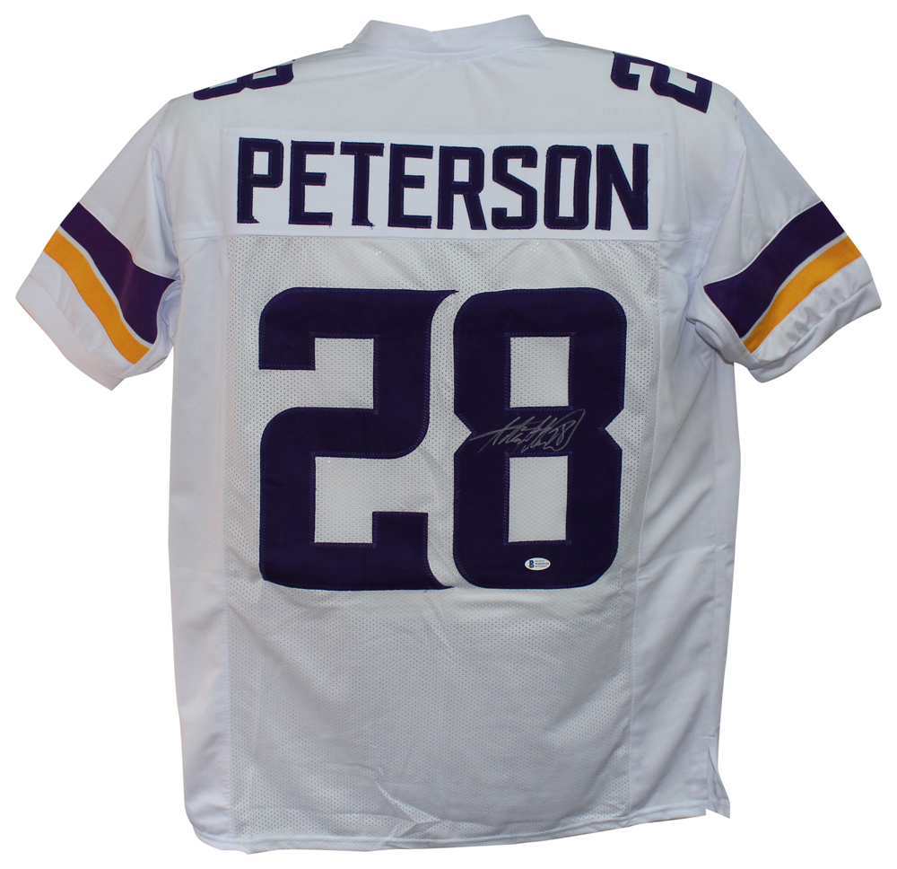 Adrian Peterson Autographed/Signed Pro Style White XL Jersey BAS
