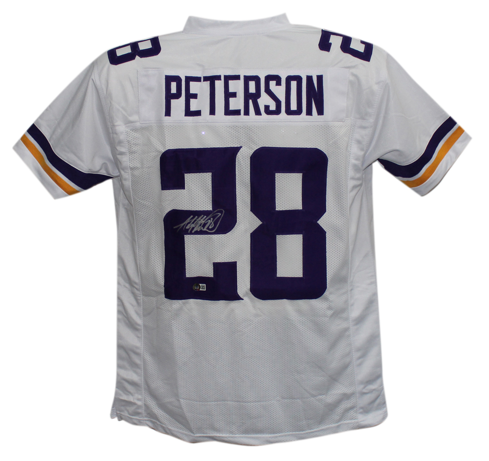 Adrian Peterson Autographed/Signed Pro Style White XL Jersey BAS