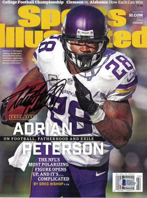 Adrian Peterson Signed Minnesota Vikings Sports Illustrated 1/11/16 BAS 24415