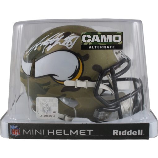 Adrian Peterson Autographed Minnesota Vikings Camo Mini Helmet Beckett 49856