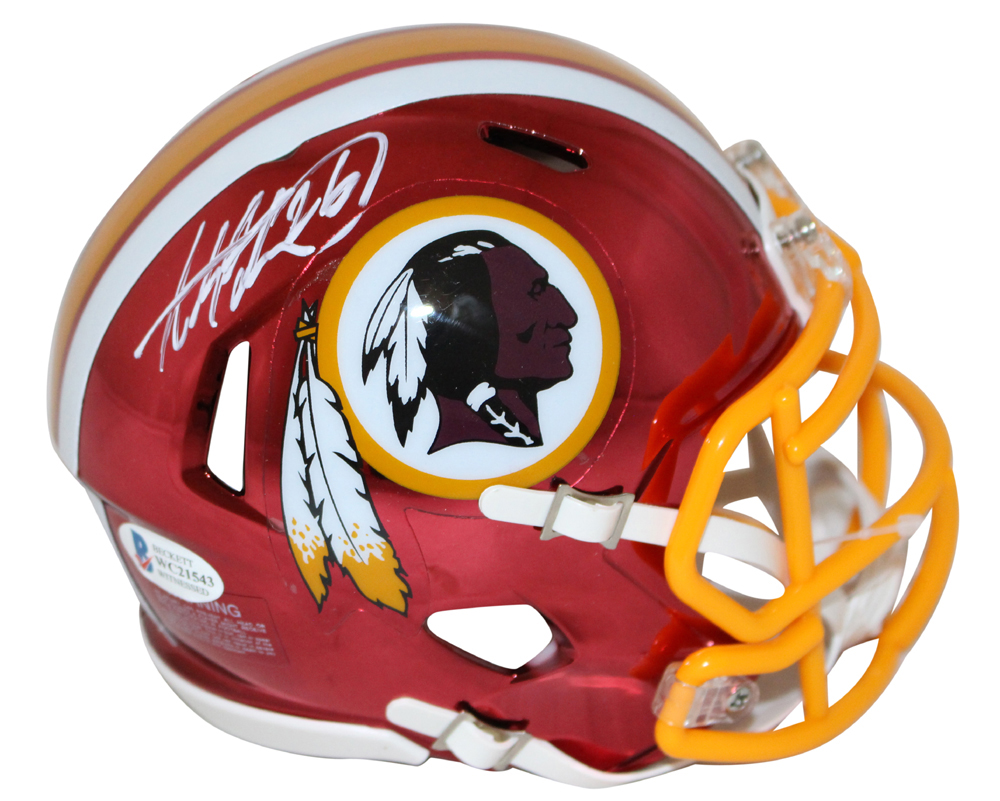 Adrian Peterson Autographed Washington Redskins Chrome Mini Helmet BAS 27759