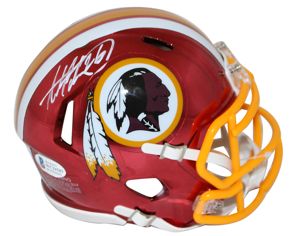 Adrian Peterson Autographed Washington Redskins Chrome Mini Helmet BAS