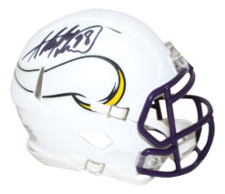 Adrian Peterson Autographed Minnesota Vikings Flat White Mini Helmet BAS 26635
