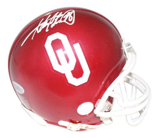 Adrian Peterson Autographed/Signed Oklahoma Sooners Mini Helmet BAS 25086