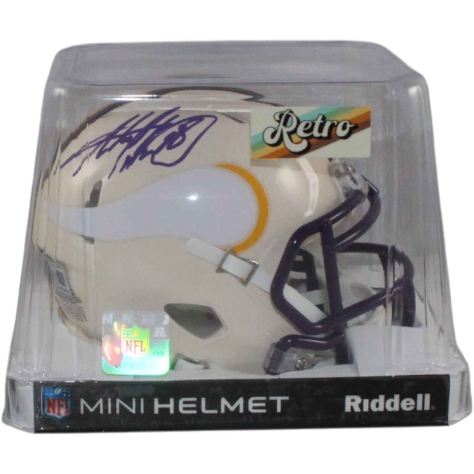 Adrian Perterson Signed Minnesota Vikings Retro Mini Helmet Beckett WIT 57542 5 Adrian Perterson Signed Minnesota Vikings Retro Mini Helmet Beckett WIT 57542