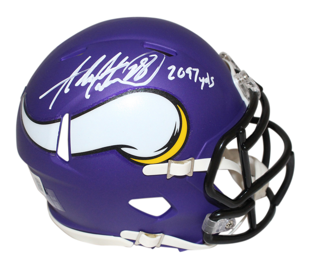Adrian Peterson Signed Minnesota Vikings Mini Helmet w/insc Beckett 