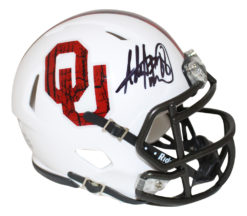 Adrian Peterson Autographed Oklahoma Sooners Wood Mini Helmet BAS 26637