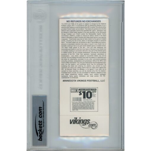 Adrian Peterson Autographed Ticket Stub 09/30/07 Suite Slabbed Beckett 50668