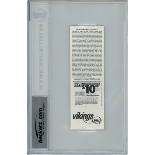 Adrian Peterson Autographed Ticket Stub 09/30/07 Slabbed Beckett 50619