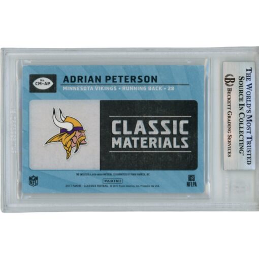 Adrian Peterson Autographed 17 Panini Classics Patch Trading Card Beckett 49812