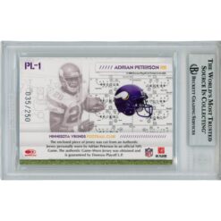 Adrian Peterson Autographed 08 Donruss Gear #PL-1 Trading Card Beckett 49820