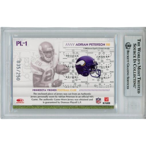 Adrian Peterson Autographed 08 Donruss Gear #PL-1 Trading Card Beckett 49820