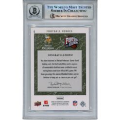 Adrian Peterson Autographed 08 UD Heroes Patch #4 Trading Card Beckett 49822
