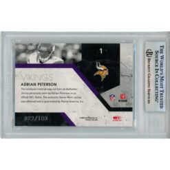 Adrian Peterson Autographed 09 Panini Threads /100 Trading Card Beckett 49823