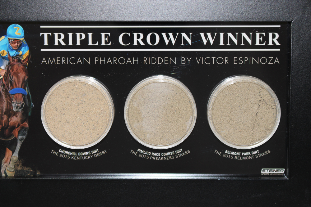 American Pharoah Triple Crown Horse Racing Encapsulated Dirt Plaque