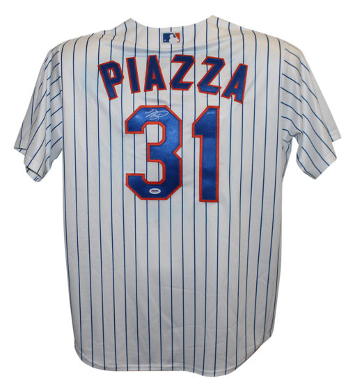 Mike Piazza Autographed/Signed New York Mets Majestic White XL Jersey PSA 25795