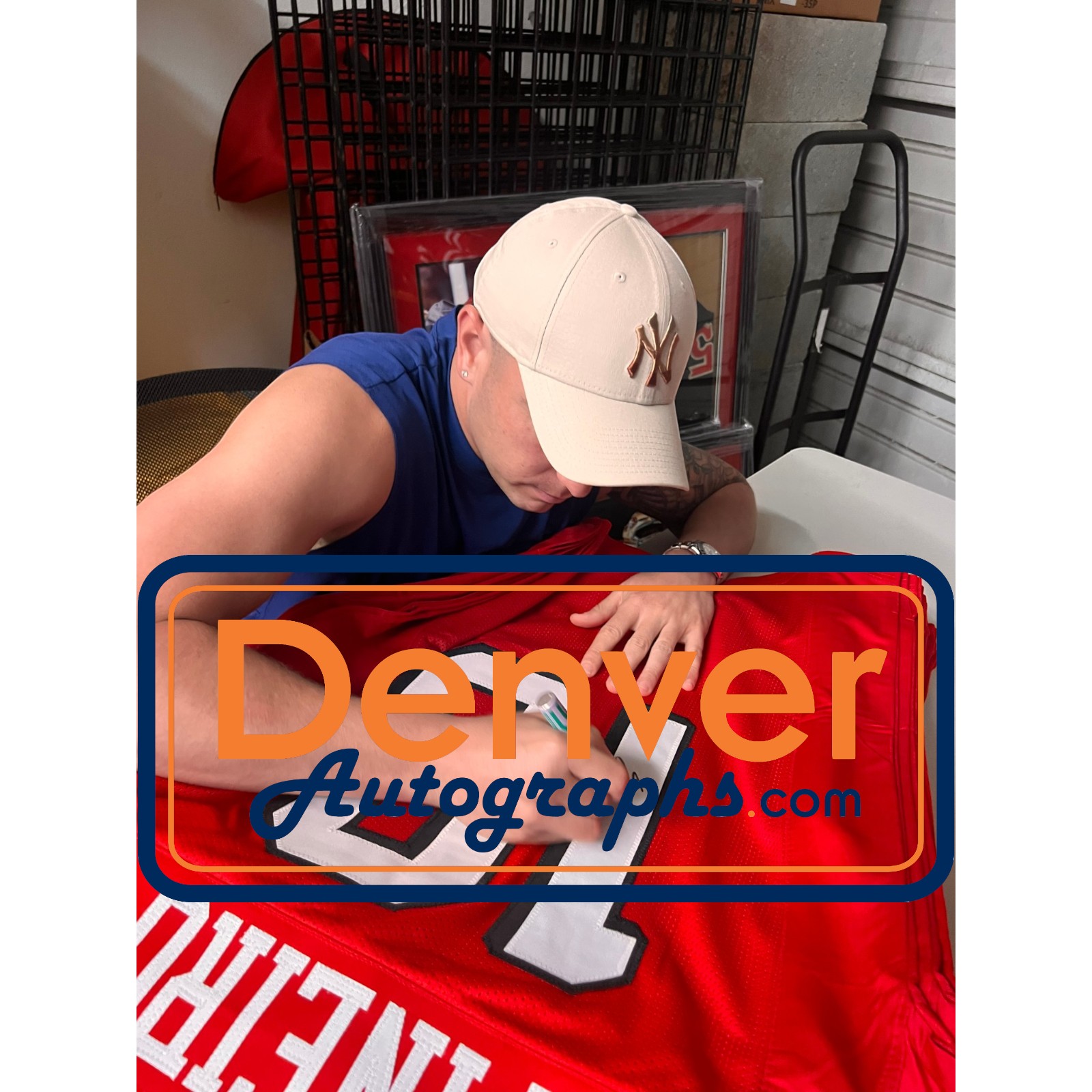 Eddie Pineiro Autographed Pro Style Sz XL Red Jersey Beckett Witness 57256 5 Eddie Pineiro Autographed Pro Style Sz XL Red Jersey Beckett Witness 57256