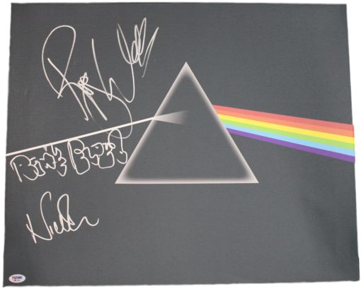 Roger Waters & Nick Mason Autographed Pink Floyd 18x22 Canvas PSA LOA 24433