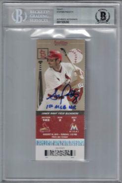 Stephen Piscotty Autographed St Louis Cardinals Ticket 1st MLB Hr BAS Slab 25276