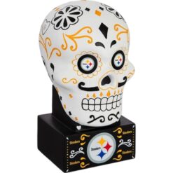 Pittsburgh Steelers Team Color Sugar Skull Statue Evergreen New 28439