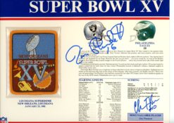 Jim Plunkett Chris Bahr Autographed Oakland Raiders SB XV Patch Beckett 54949
