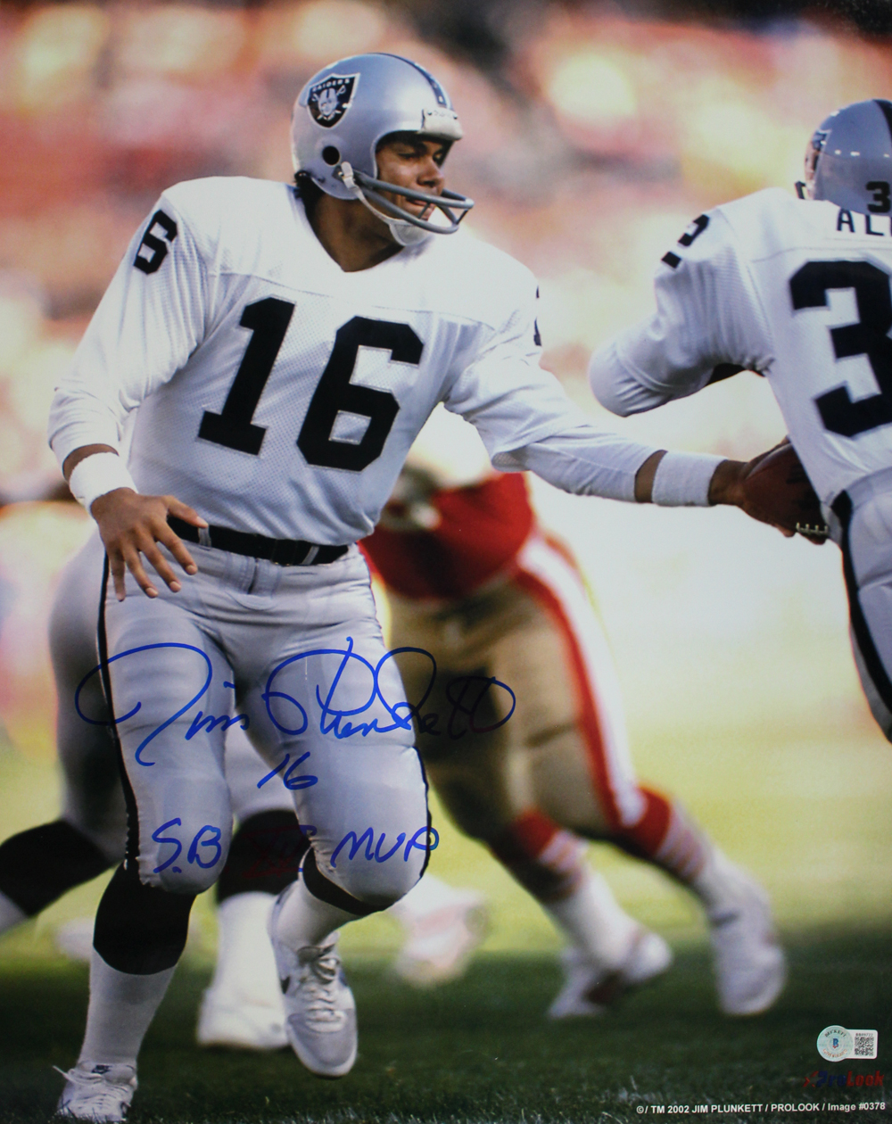 Jim Plunkett Autographed Oakland Raiders 16x20 Photo SB MVP Beckett