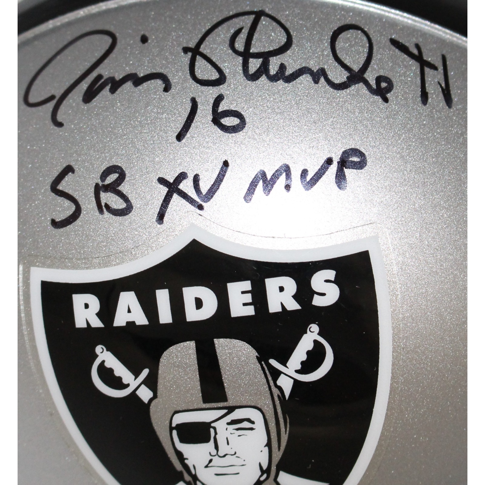 Jim Plunkett Autographed Las Vegas Raiders VSR4 Mini Helmet w/insc BAS
