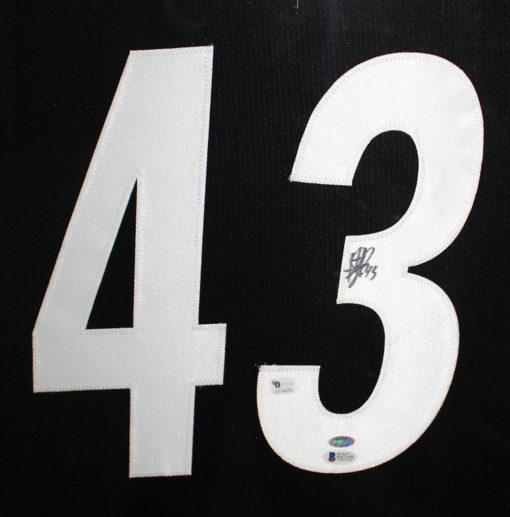 Troy Polamalu Autographed Pittsburgh Steelers Framed Black XL Jersey BAS 18114