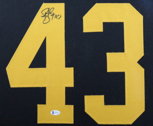 Troy Polamalu Autographed Pittsburgh Framed Alternate Black XL Jersey BAS 31232