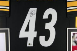 Troy Polamalu Autographed/Signed Pro Style Black XL Framed Jersey Beckett 51233