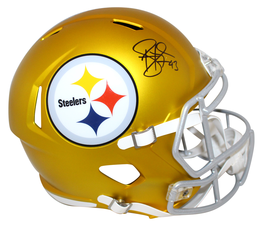 Troy Polamalu Autographed Pittsburgh Steelers Blaze Replica Helmet BAS 27457