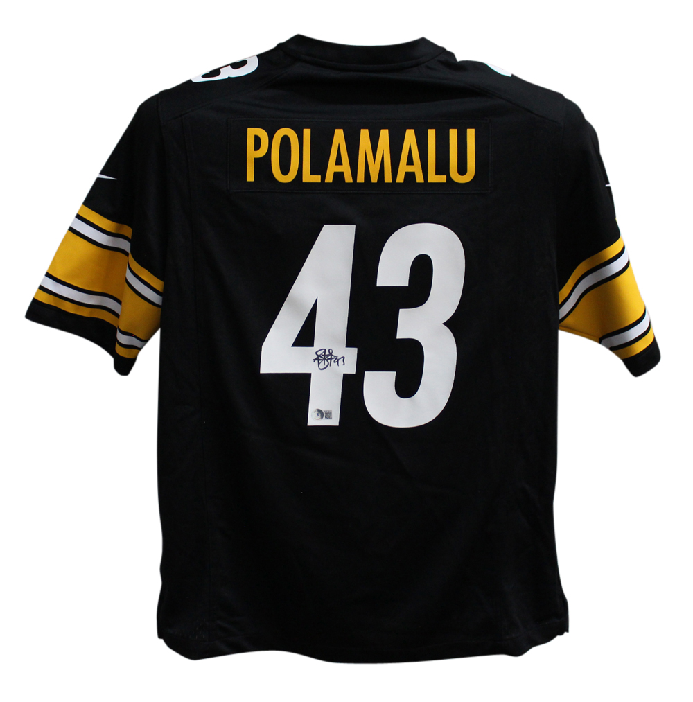 Troy Polamalu Autographed Pittsburgh Steelers Black Nike Jersey Beckett