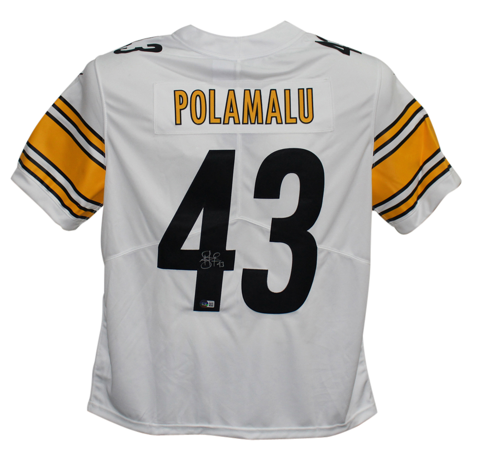 Troy Polamalu Autographed Pittsburgh Steelers White Nike Jersey Beckett