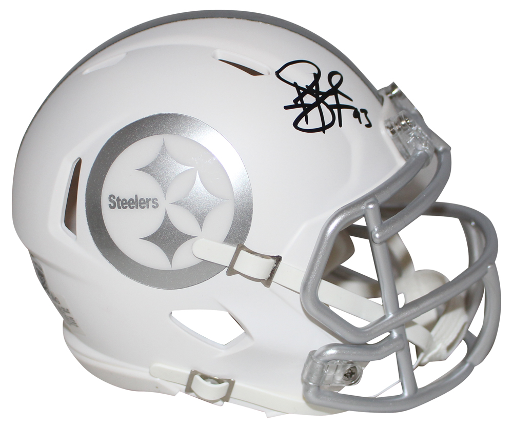 Troy Polamalu Autographed Pittsburgh Steelers Ice Mini Helmet BAS