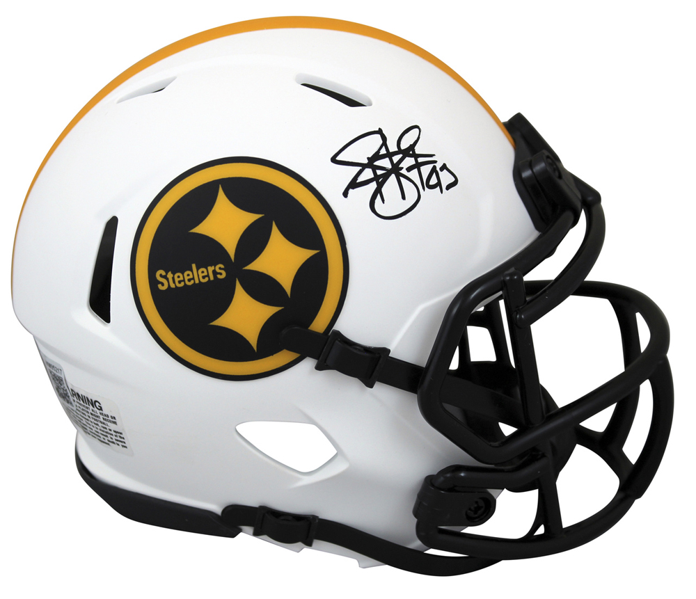 Troy Polamalu Autographed Pittsburgh Steelers Lunar Mini Helmet BAS