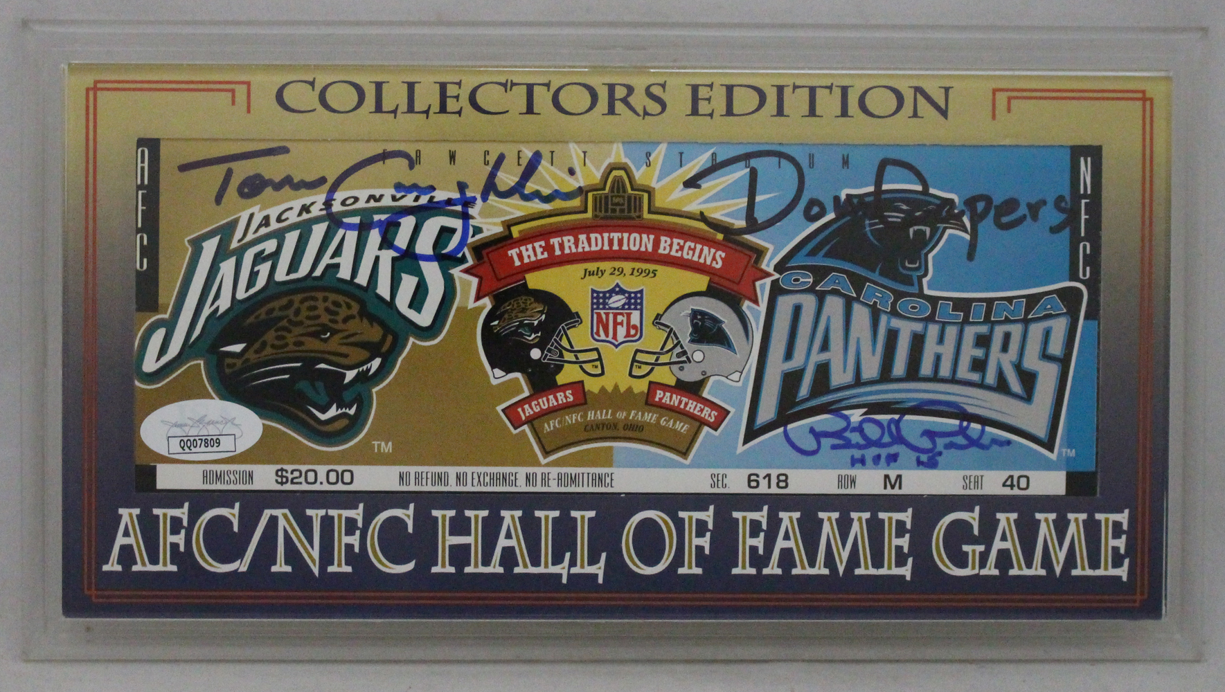 Bill Polian Tom Coughlin & Don Capers Signed 1995 Hall Of Fame Ticket JSA