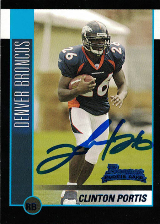 Clinton Portis Autographed/Signed Denver Broncos 2002 Bowman Rookie Card 24703