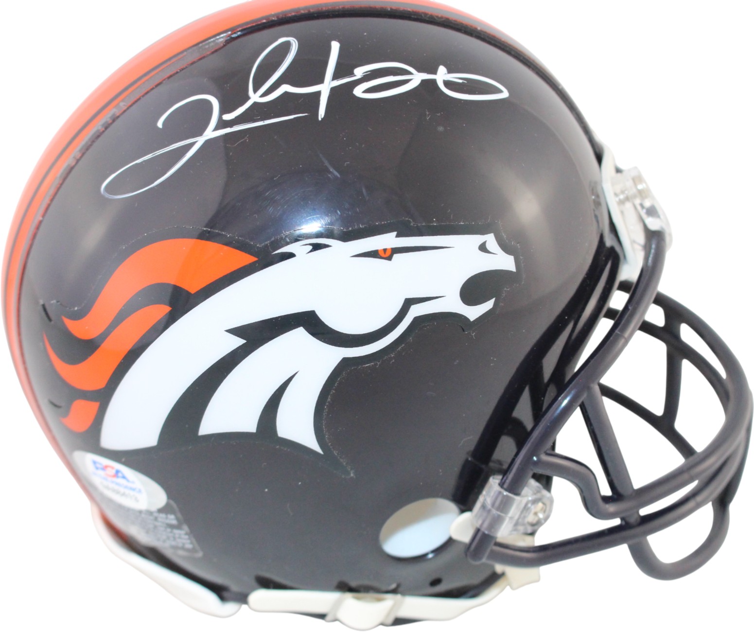 Clinton Portis Autographed/Signed Denver Broncos VSR4 TB Mini Helmet PSA 59389