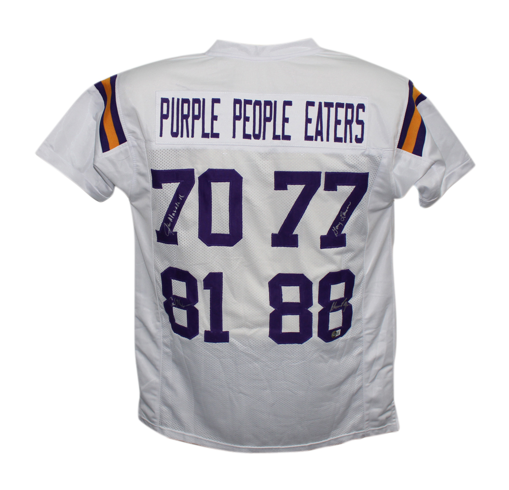 Purple People Eaters Signed Pro Style White XL Jersey 4 Sigs Beckett
