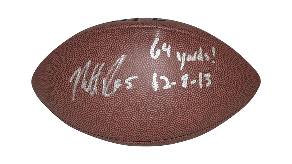 Matt Prater Autographed/Signed Football w/Inscription Beckett