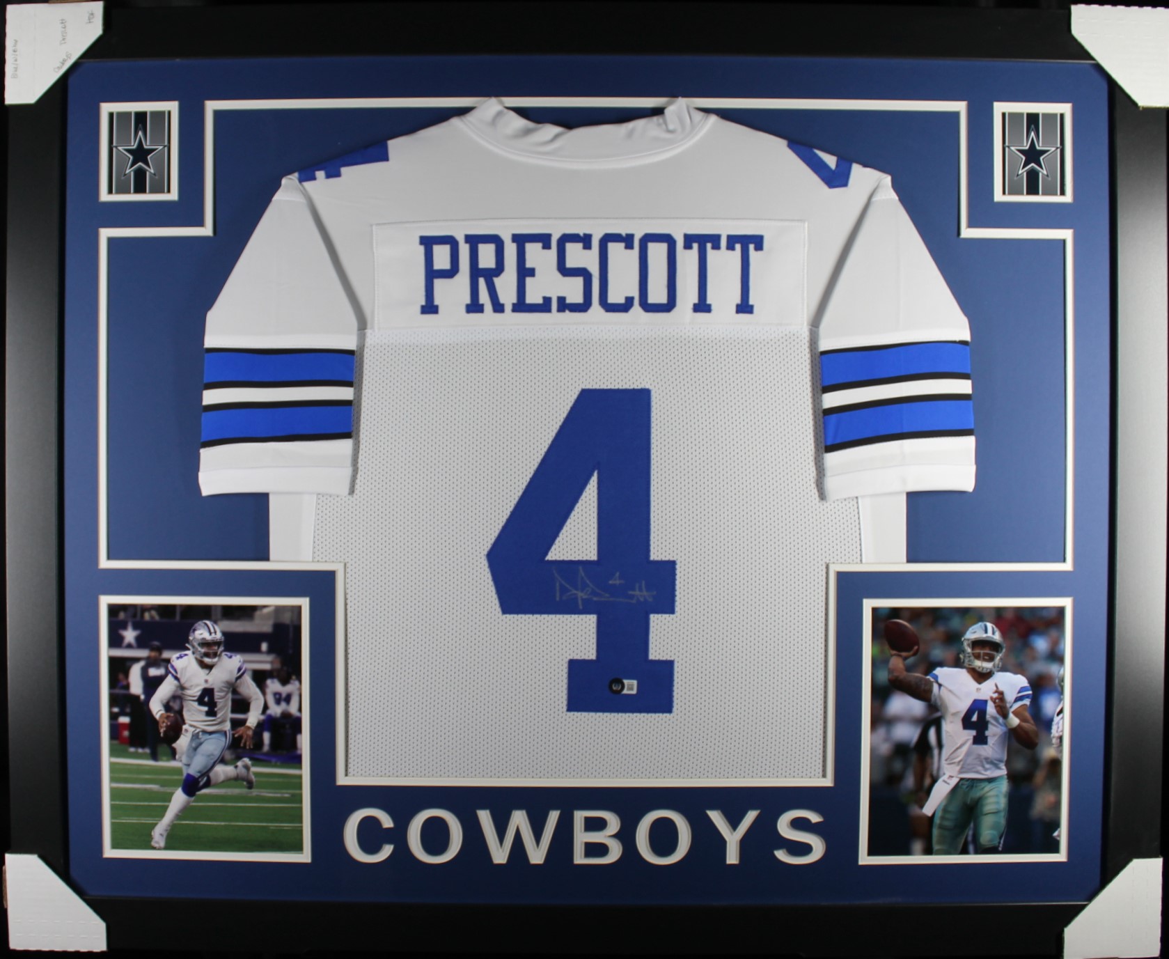 Dak Prescott Autographed Pro Style White XL Framed Jersey 35x43 Beckett 53760 1 Dak Prescott Autographed Pro Style White XL Framed Jersey 35x43 Beckett 53760