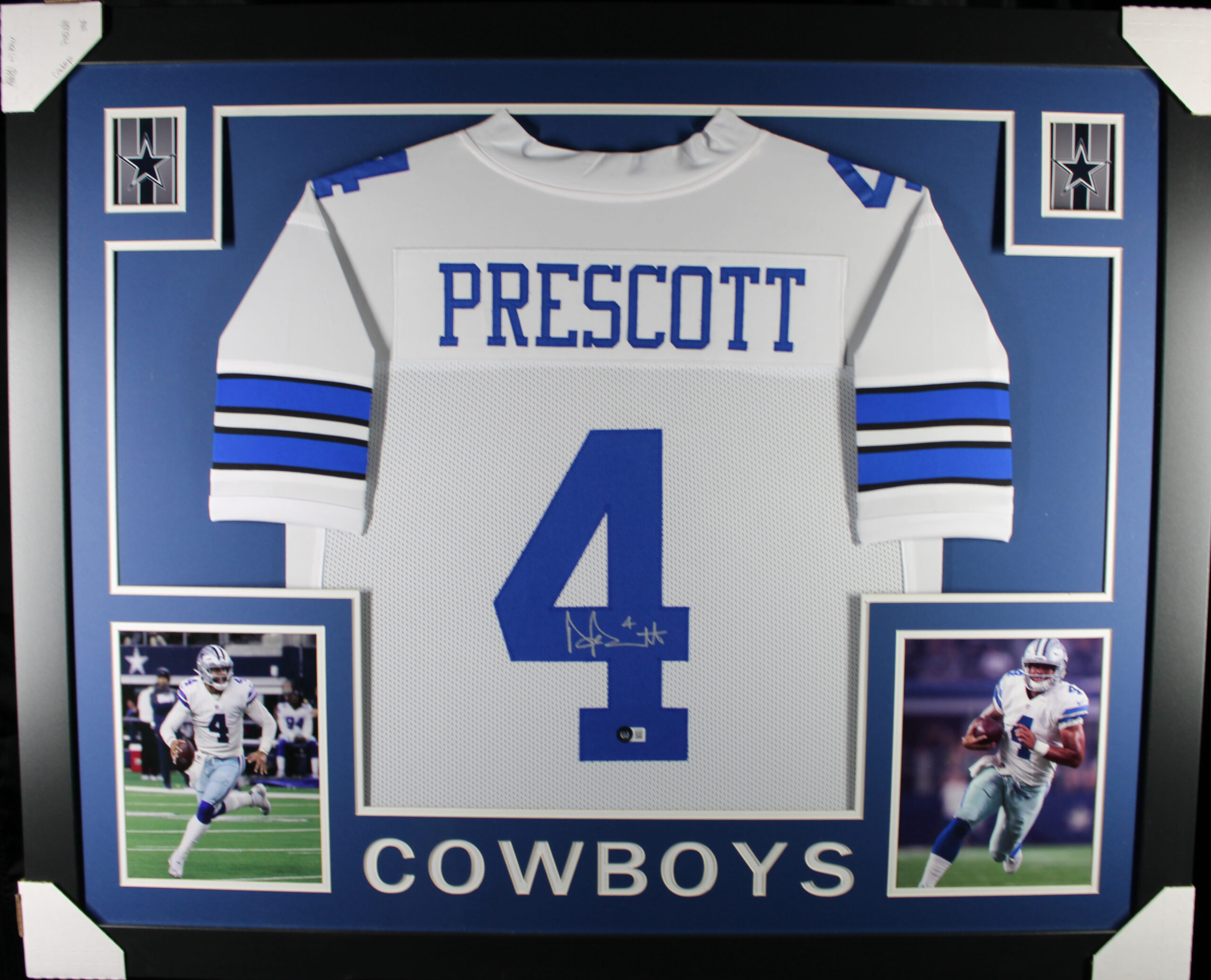 Dak Prescott Autographed Pro Style Sz XL White Framed Jersey 35x43 Beckett 57307