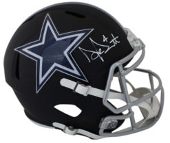 Dak Prescott Autographed Dallas Cowboys Black Matte Replica Helmet JSA 24087