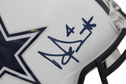Dak Prescott Signed Dallas Cowboys F/S Flat White Speed Helmet Beckett