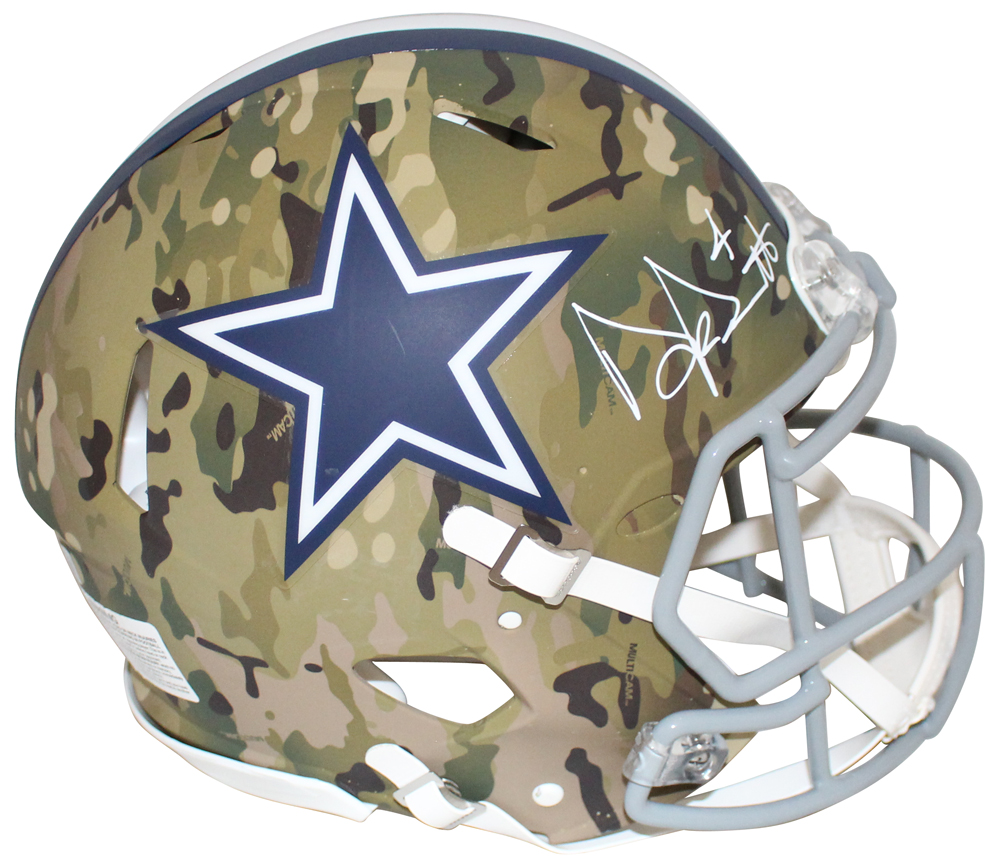Dak Prescott Autographed Dallas Cowboys Authentic Camo Helmet BAS